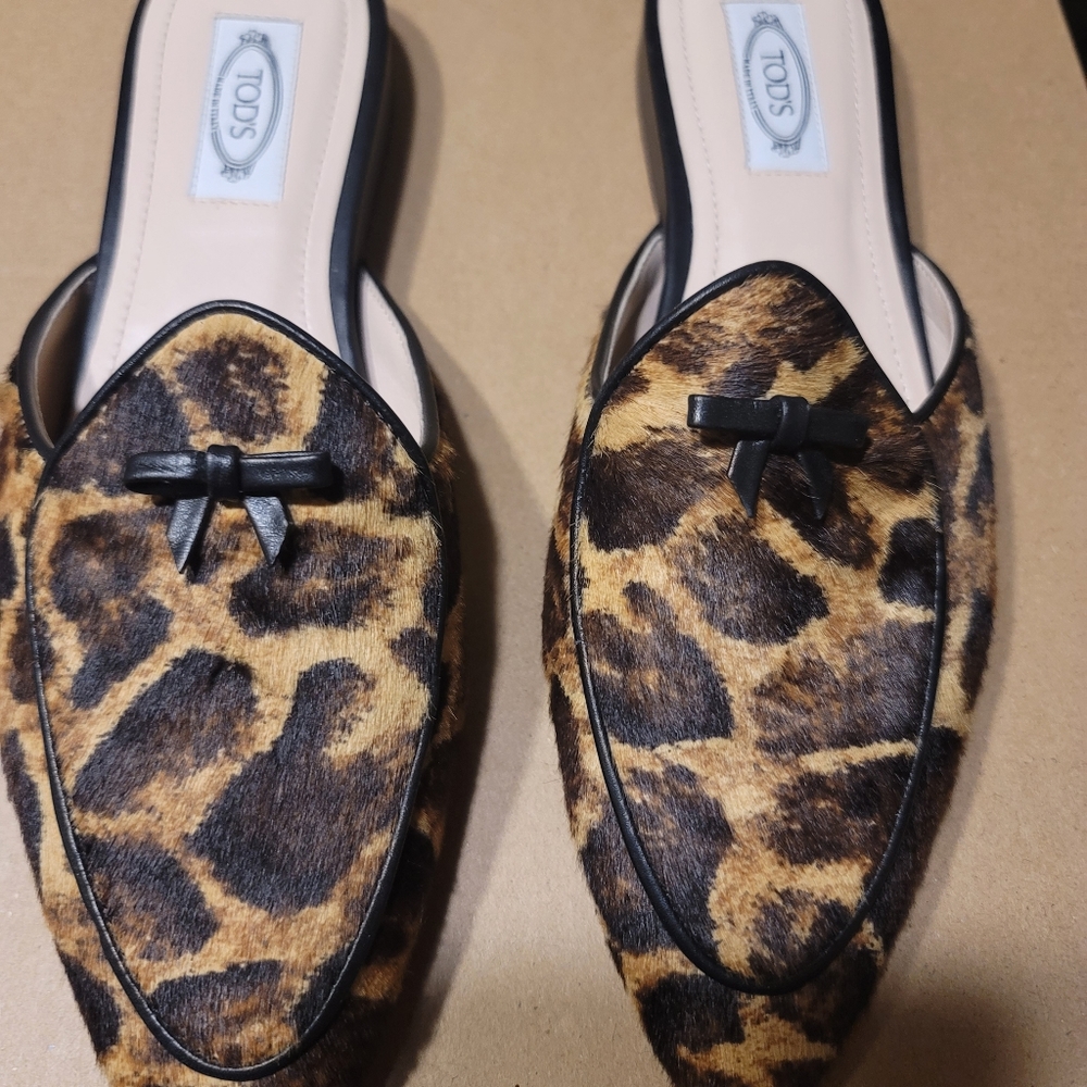 Womens flat Tod's lepord flip flops shoes